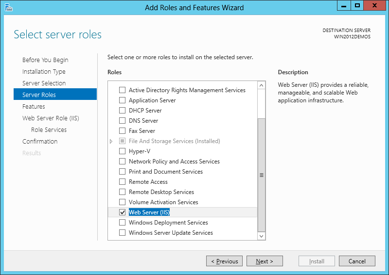 Select Web Server (IIS)